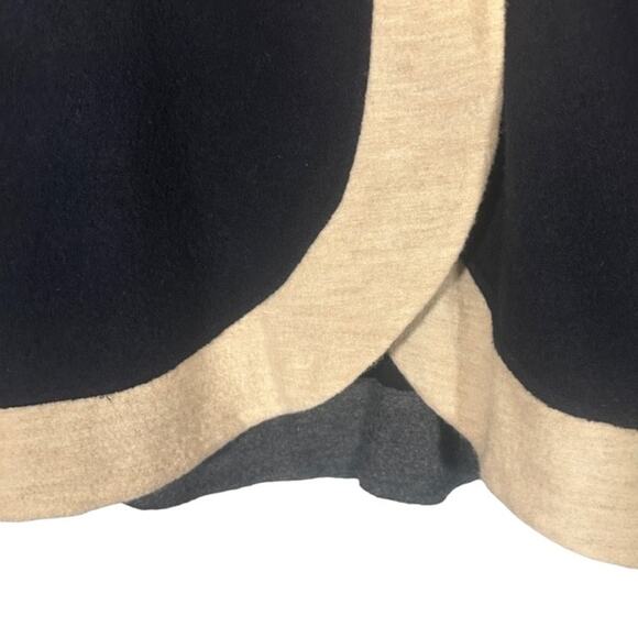 Rosie Neira Anthro Navy Blue & Cream Colorblock Boiled Wool Coat Women Sz XS - Picture 4 of 10